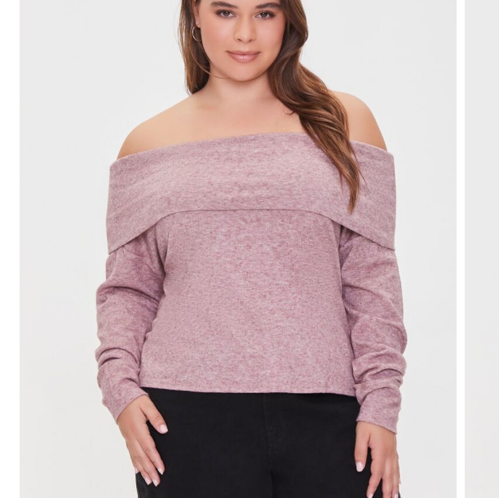Blush Pink Ladies Forever 21 Off Shoulder Top 1X New!